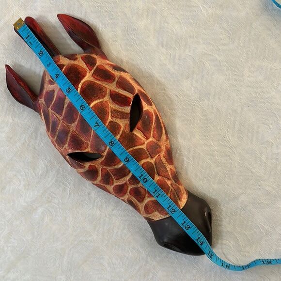 Giraffe Themed Decorative Mask Wall Art Solid Wood - Picture 8 of 9